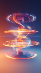 Abstract holographic pattern glowing with dynamic neon lights, futuristic depiction, isolated with a clean gradient background for artistic rendering and focus.