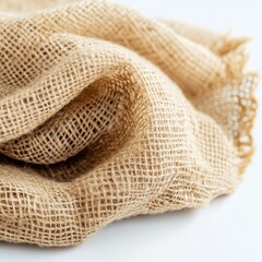 Close-up of Textured Burlap Fabric, Rustic Brown Hessian Texture.