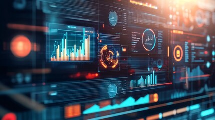 Obraz premium High-Tech Digital Analytics Background with Glowing Effects