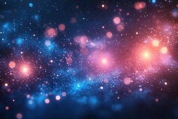 Fototapeta premium Cosmic Nebula: A Celestial Dance of Blue and Pink Lights
