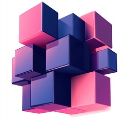 Obraz premium Abstract 3D pink and blue cubes.