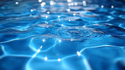 Clear blue water surface with ripples and sparkling sunlight.