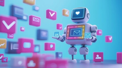 Fototapeta premium Engaging AI Robot in Marketing Automation Environment