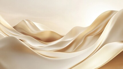Obraz premium Abstract beige silk fabric waves, flowing elegant and luxurious textile background.