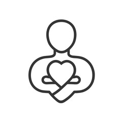 Obraz premium Adoption icon, caring figure with heart, family love illustration, nurturing concept graphic