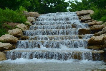 Serene Step Waterfall Illustration