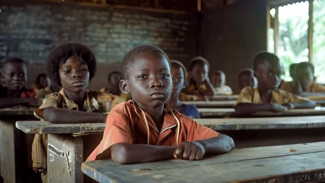 african kids in african school class room 