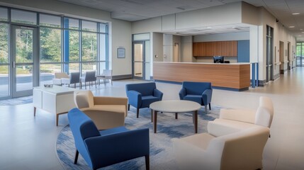 Fototapeta premium Modern Waiting Area with Comfortable Seating and Natural Light