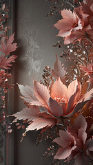 Romantic Pink Floral Composition with Metallic Elements