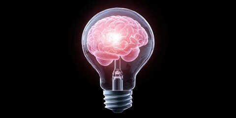 Brain Inside Light Bulb Symbolizing Innovation and Ideas