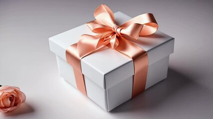 Celebrate Women’s Day elegantly wrapped white gift boxes adorned peach ribbons perfect Valentine’s Day special occasions