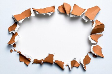 A photostock of a clean white piece of torn paper revealing a blank background, ideal for text overlay or creative designs. High Quality