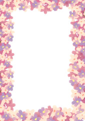 Hand drawn cute illustration of pink flower frame on transparent background