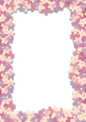 Hand drawn cute illustration of pink flower frame on transparent background