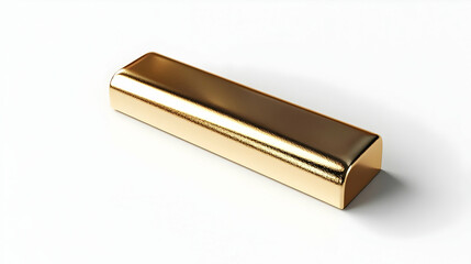 Shiny Gold Bar Rests on White Surface, Wealth, Investment, Finance, Savings, Commodity