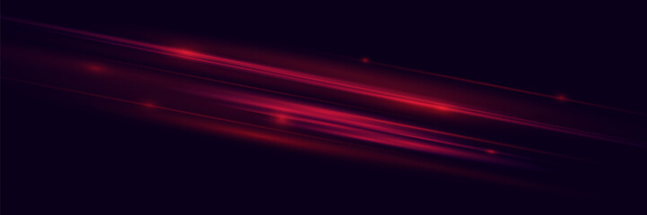 Naklejka premium Red light effect of speed, motion lines. Vector illustration