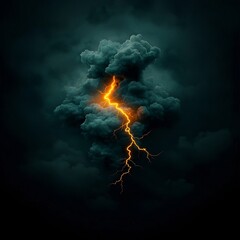 Fototapeta premium Intense electric discharge with bold branching lightning bolts in a darkened atmospheric scene roiling storm clouds pulsing electricity high contrast lighting digital painting surrealist futurism