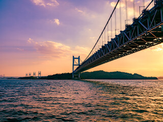 Beautiful view of big bridge on the sea, Seto Ohashi Bridge in Okayama Prefecture in Japan, Travel or architecture, High resolution over 50MP