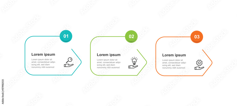 Poster 3 step process infographic template with icons suitable for business information and web presentation 