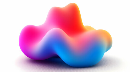 3D Abstract Shape with Vibrant Gradient Colors Smoothly Transitions from Red to Blue