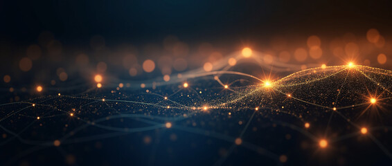 Obraz premium An Intricate Web of Interconnected Nodes and Lines in a Photorealistic Style