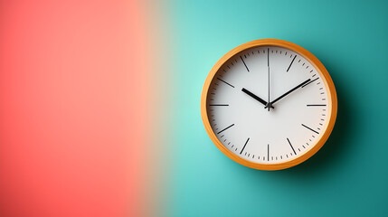 Clock on colorful background. Time concept. 3D Rendering.