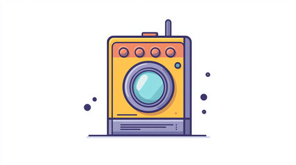 Washer electric drying or washing machine isolated color line icon. Vector bathroom washing device, steel laundromat sign. Household appliance, laundry cloth dryer, device for household chores