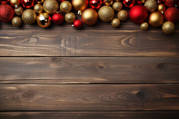 Naklejka premium Unbelievable Red and gold Christmas ornament corner border banner