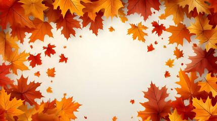 Autumn Leaves Frame Creates a Vibrant and Festive Background for Fall Designs with Colorful Foliage