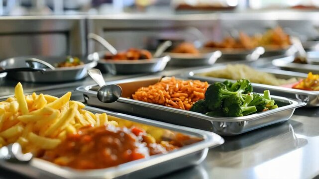 food in modern canteen 