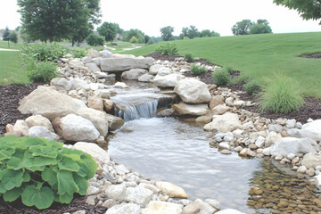 Serene Stream Landscape Illustration