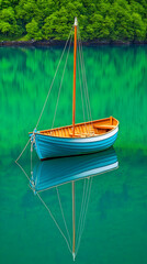 Serene Teal Sailboat Illustration
