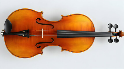 Fototapeta premium Classic Wooden Viola Lies Flat on White Background, Showcasing its Elegant Craftsmanship.