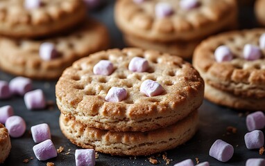  Group of Cookies with Marshmallows on Them