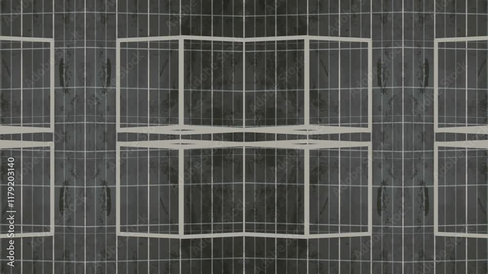 Aufkleber A minimalist pattern in motion, where symmetrical rectangular shapes are transformed against a dark background with a subtle texture. Digital seamless loop animation. 3d rendering 4K
