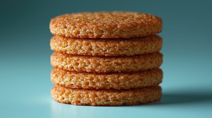 A Stack of Delicious Golden Brown Cookies, Sweet and Crispy Baked Treats, Perfect Snack, Sweetness and Crunch, Culinary Photography
