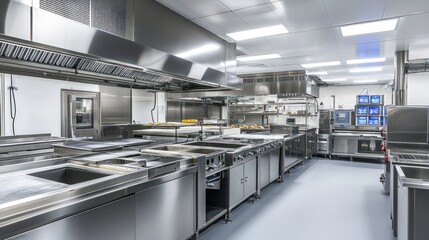 Modern stainless steel commercial kitchen interior. (1)
