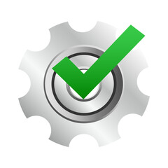 Gear with a tick. settings Vector illustration