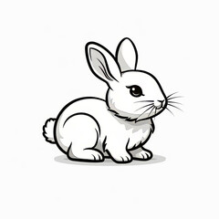 Cute Bunny Vector Logo Design in Black and White Outline Style