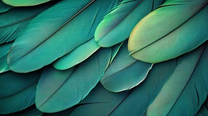 Obraz premium Teal Paradise: A Stunning Close-Up of Vibrant Bird Feathers