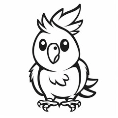 Naklejka premium Black and White Cute Parrot Vector Logo Design