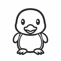 Cute Platypus Vector Logo Design in Black and White Outline