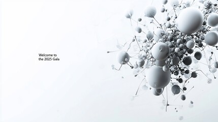 Obraz premium Abstract 3D spheres, organic forms, grey, white, technology, future.