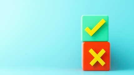 Obraz premium Colorful Check Mark and Cross Symbol on Background