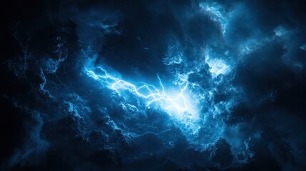 Obraz premium Night Sky Lightning Storm Cloudscape, Dramatic Energy Background