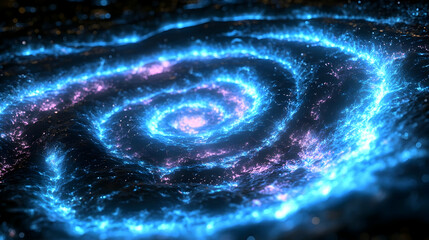 Abstract Blue and Pink Swirling Energy Spirals Elegantly in a Dark Background