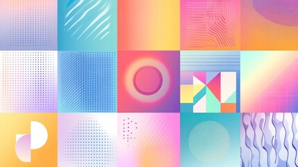 Abstract pastel geometric patterns collage.