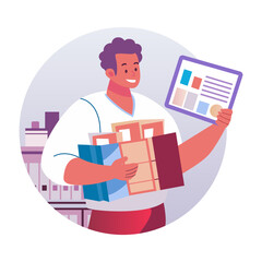 Happy customer illustration in flat style 

