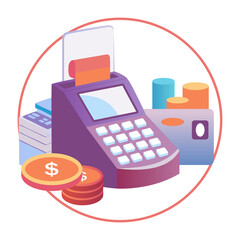Pos payment machine illustration in flat style 

