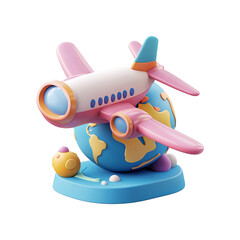 Fototapeta premium 3d cute cartoon game ui icon a airplane overlay png